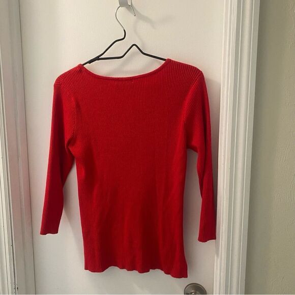 Red lace up sweater from New York and company size medium - Picture 3 of 3